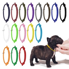 JJWNMLL 16pcs Puppy ID Collars,newborn kitten collars, Soft Polyester Collar Adjustable Puppy ID Bands Identification Puppy Collar for Dog Kitten Newborn Pet Identification,Multi Coloured (S,12-20CM)