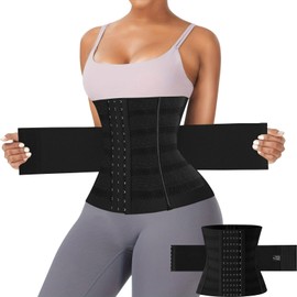 Fjquamitix Waist Trainer for Women Men, Adjustable Sweat Belt Band Back Lumbar Support, Postpartum Belly Wrap Workout Sports Girdle Corset Body shaper (Black, 3XL)