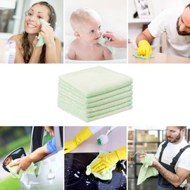 Ko&Pro 100% Bamboo Cloths, Set of 6, 25 x 25 cm in Green, Multi-Purpose Cleaning Cloths for High-Gloss Kitchens, Bathroom, Household, Kitchen & Streak-Free Windows, Includes DIY Recipe Collection