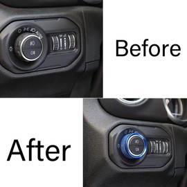 CGEAMDY 4 Pieces Car Air Conditioning Button Cover, Volume Control Switch Decoration Ring, Aluminium Alloy Control Adjustment Button Interior Trim (Blue)