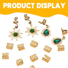 DWFEYOI Metall Hair Accessories, 14 Stück Böhmen Dreadlocks Haarschmuck, Gold-Haarschmuck für Zöpfe, Ringe Clips Haarringe, Zopfschmuck mit Goldenen Anhängern, Haaranhänger für Frauen
