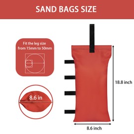 HAZBEN Tent Weights Set of 4 Sand Bags for Canopy Legs Outdoor Instant Sun Shelter Patio 112LBS Large Heavy Duty (Red)
