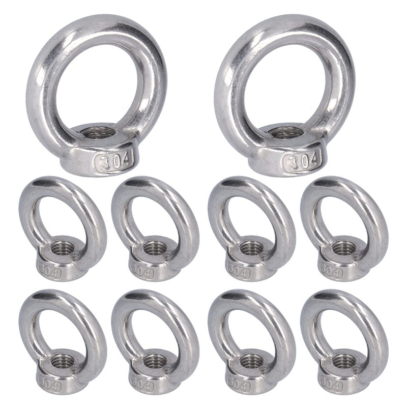 10Pcs Lifting Eye Nut Stainless, Bolts Eye Bolts Steel Ring