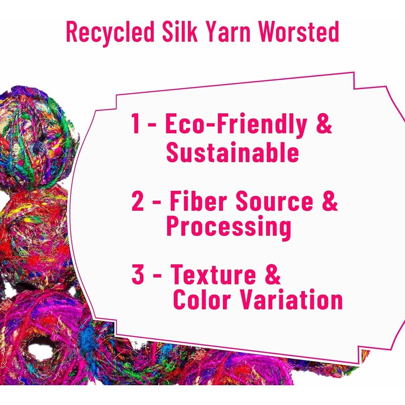 Recycled Sari Silk Yarn - Bulky Yarn - Multicolor Ball