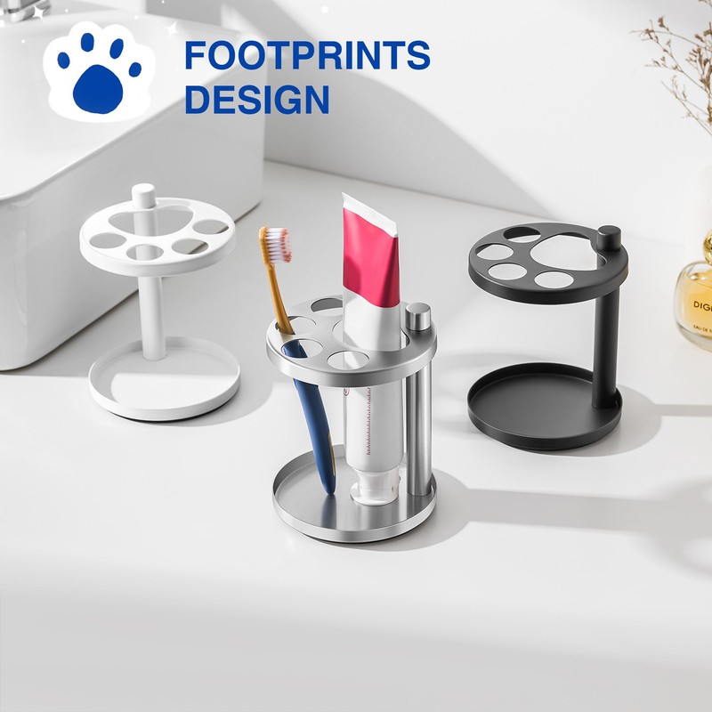 Stainless Toothbrush Holder Stand for Bathroom: Stainless Steel Ventilated Organizer