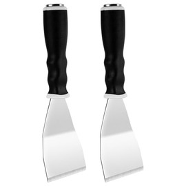 Mister Rui Bent Heavy Duty Scraper, 2 Pack, 3" Bent Paint Scraper with Pole Socket Hammer End, Small Putty Knife Set, Painting Tools