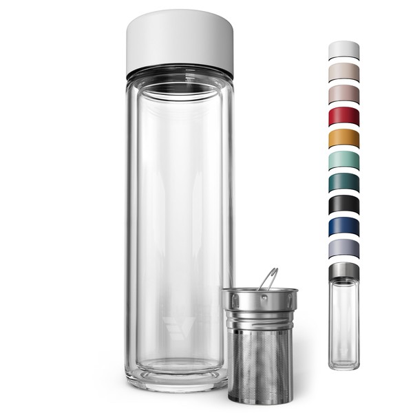 EVER VESSEL Glass Multi Tea Infuser Bottle 14oz - Double