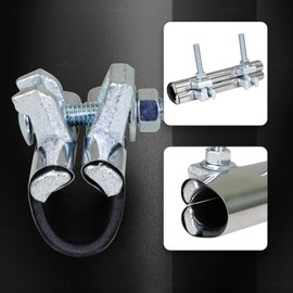 HIGHCRAFT 60150TTSD-5, Single Pipe Repair Clamp 1-1/2'', Double Bolt, 6” Long, Stainless Steel (5 Pack), Chrome