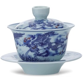 JWCBDY Ceramic Gai Wan Set, Gaiwan Tea Cup With Lid For Chinese Traditional Gongfu tea Ceremony Brew Loose Oolong/Puerh Tea