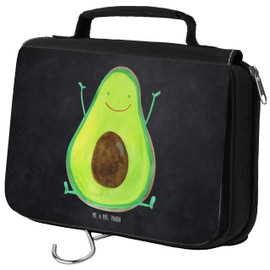 Mr. & Mrs. Panda Avocado Happy Toiletry Bag, gray, Hand Drawn