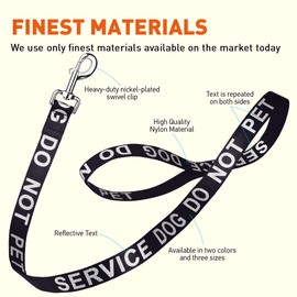 Dogline Black - Service Dog DO NOT PET Nylon Leash Printed with Reflective Letters for Small Medium and Large Dogs Do Not Pet ESA Training Working W 5/8" x L 4 ft