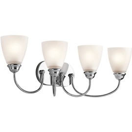 Kichler 45640CH, Jolie Glass Wall Vanity Lighting with Shades, 4 Light, 300 Watts, Chrome