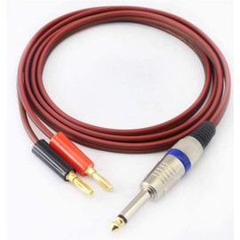 XMSJSIY 1/4 TS to Banana Plug,6.35mm TS Phono to Banana Plug Speaker Audio Cable,Gold-Plated 1/4 TS Male to Dual Banana Plugs OFC HiFi Speaker Wire for DJ Application, Mixer, Headphone Jack (5 Meter)