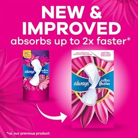 Always Radiant FlexFoam Almohadillas para mujer, talla 2, pesadas con alas, aroma ligero y limpio, 36 unidades