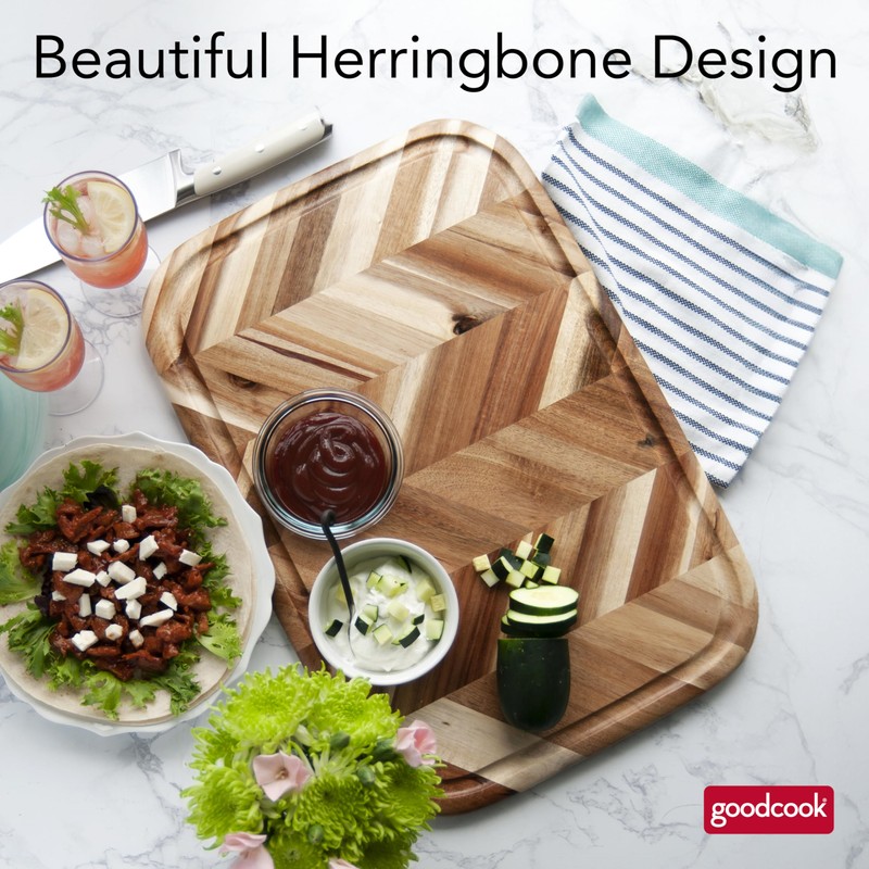 GoodCook Touch Herringbone Carving Board 13"x19" Acacia