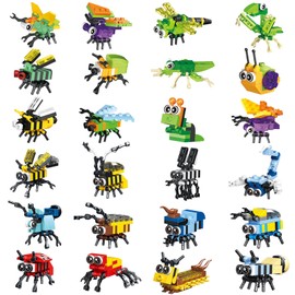 IAMGlobal 24 Mini Animal Building Blocks Toy Set, Animals Figures Stem Toys, Party Favor, Goodie Bags, Birthday, Carnival Prizes for Kids