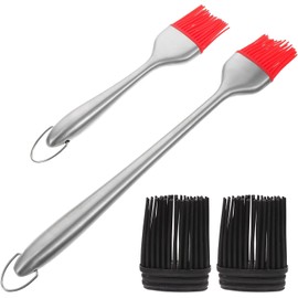 MAGICLULU y Cabezal de Silicona para Untar Mango de Acero Inoxidable Juego de 4 Pinceles Fácil de Limpiar y Aplicación Uniforme de Aceite Adecuado para Cocina y Barbacoa