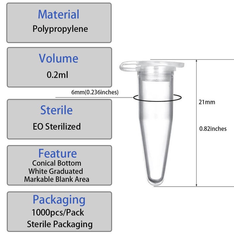 BKMAMLAB - Tubos de microcentrífuga de 0,2 ml, 300 piezas,