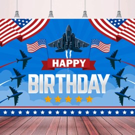 Air Force Jet Fighter Theme Birthday & Veteran Party Backdrop Banner - Perfect for Pilot, Baby Shower or Photography Booth - 70.87x47.24in-BECKTEN