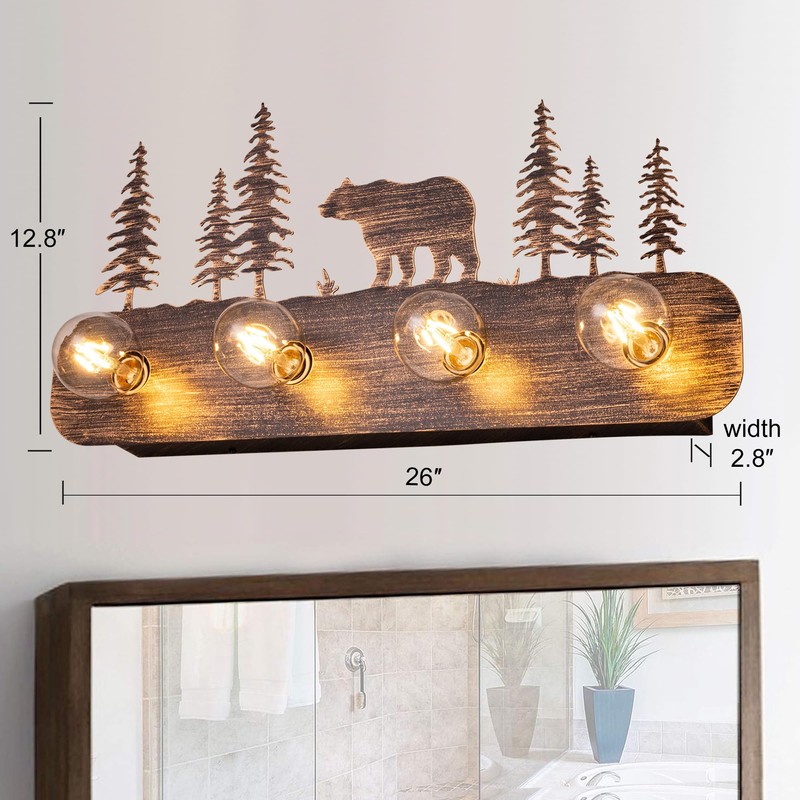 TOCHIC Rustic Bathroom Light Fixtures, 4 Lights Farmhouse Bathroom Vanity