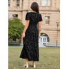 Simplee Women's Floral Velvet Maxi Dress V Neck Short Sleeve