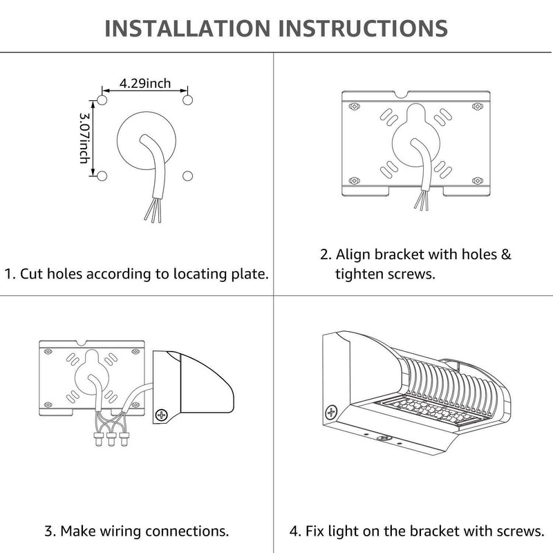 LED Wall Pack Light 40W Rotatable Adjustable 5000K 5500LM, Outdoor