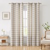 Amzdecor Buffalo Plaid Grommet Curtains 90 Inch Length, Tan Semi-Sheer Gingham Check Farmhouse Rustic Textured Curtains Drapery for Living Room Bedroom,2 Panels （40" x 90",Beige/Tan & White）