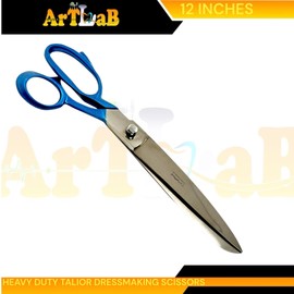 German Stainless Steel Fabric Cutting Upholstery Shears Long Sharp Blades, 12in (30.48cm), Blue Color Handle - Sharp Dressmaking Tailors Scissors
