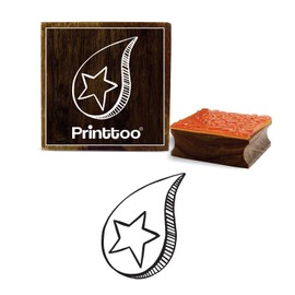 Printtoo Craft Textile Rain Dropa with Star Design Square Wooden Rubber Stamp-2 x 2 Inches