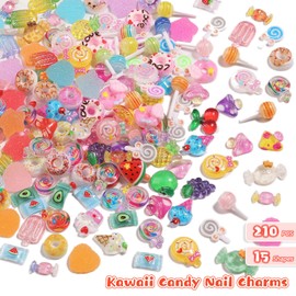 Kikonoke 210PCS Kawaii Candy Nail Charms Kit: 3D Lollipop, Donut & Fruit Resin Charms for Acrylic Nails, Sweet Nail Art Supplies with Tweezers for DIY Crafts, Slime & Shoe Decor