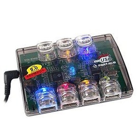 7-Port High Speed USB 2.0 Hub w/8 Colorful LED Lights