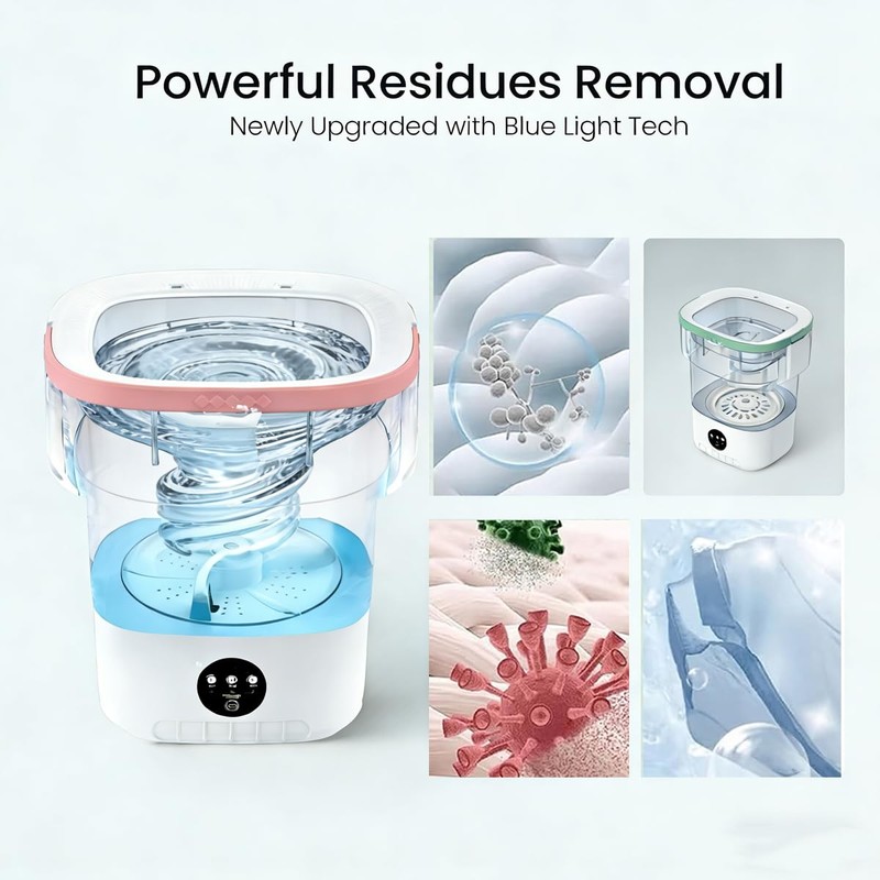 Mini Portable Washing Machine for Small Pet Clothes,Foldable Washer,Detachable Spin-Dry