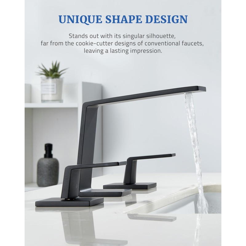 PerPaiMe Bathroom Faucet 3 Hole - 8 Inch Waterfall Bathroom