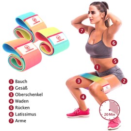 Legendwerk resistance bands, premium fitness band in strengths (S), (M) or (L), resistance band in rainbow style, exercise bands – non-slip, gift tip, women, fitness, large