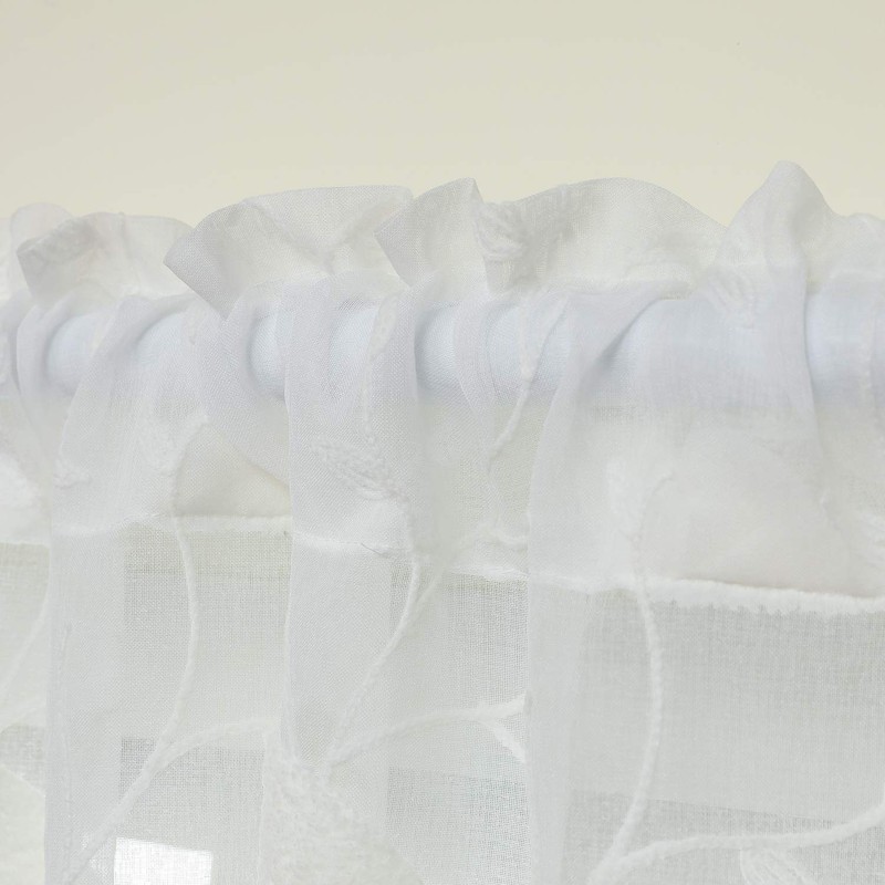 VOGOL White Rod Pocket Sheer Valance, Solid Window Treatment Kitchen