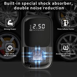HOMELYLIFE Elektrische Luftpumpe Fahrrad, 150PSI 4000mAh Tragbarer Akku Kompressor mit Digitale LCD-Bildschirm, Mini Fahrradpumpe Elektrisch für Auto, Motorräder, Fahrräder, Bälle und Schwimmringe