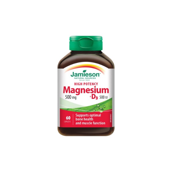 Jamieson Magnesium 500mg + D3 500iu - 60 Caps