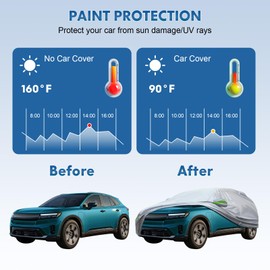 KEYOOG Sedan Car Cover, 6-Layer All-Weather Waterproof, Heavy Outdoor Car Cover, Universal in All Seasons, Snow Protection, Acid Rainproof, Sunscreen, Universally Fit to Sedan (206"-216")- Silvery
