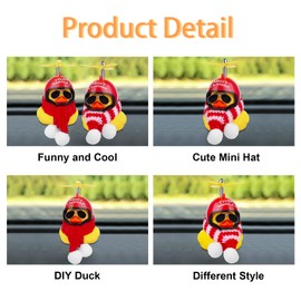 MuMyer Rubber Duck Car Ornaments Yellow Duck Car Dashboard Decorations for Christmas Decor with Mini Helmet Scarf and Sunglasses(Yellow-Elk-Red Scarf)