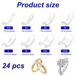 Amexo 24 Pcs Ring Adjuster for Loose Rings Ring Size Adjuster Set Invisible Ring Reducer Invisible Ring Adjuster Ring Size Adjuster Finger Ring Size Adjuster Compatible with Any Rings Jewelry Tools