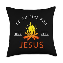 Be On Fire for Jesus Revival Christian Camping Throw Pillow