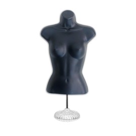 Black Female Hollow Back Mannequin Torso Set w/ Acrylic Stand with Metal Pole, S-M Sizes (5)