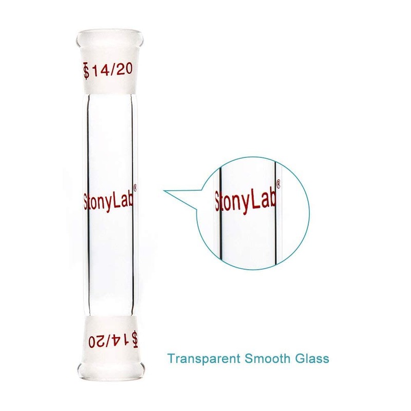 stonylab Glass Straight Connector Adapter, Borosilicate Glass 70 mm Between