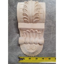 White 7-3/4"H X 3-3/4"W X 2"D Hand Carved Solid Wood Leaf Corbel Onlay Furniture New