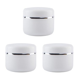 Bamboopack 3 x 250ml White Plastic Cosmetic Containers with Silver Rim Refillable Empty Cream Bottle Sample Pots Lotion Storage Container for Plasticizer Ointment, White, 100 ml,