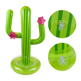 UNIME Inflatable Cactus Ring Toss Game Set Target Toss Floating Swimming Ring Toss Includes Inflatable Cactus,4 Color Rings for Fiesta Party Accessories Hawaiian Pool Beach Party Decoration Supplies