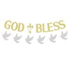 God Bless Banner with Peace Dove Cross Decor, Bless This