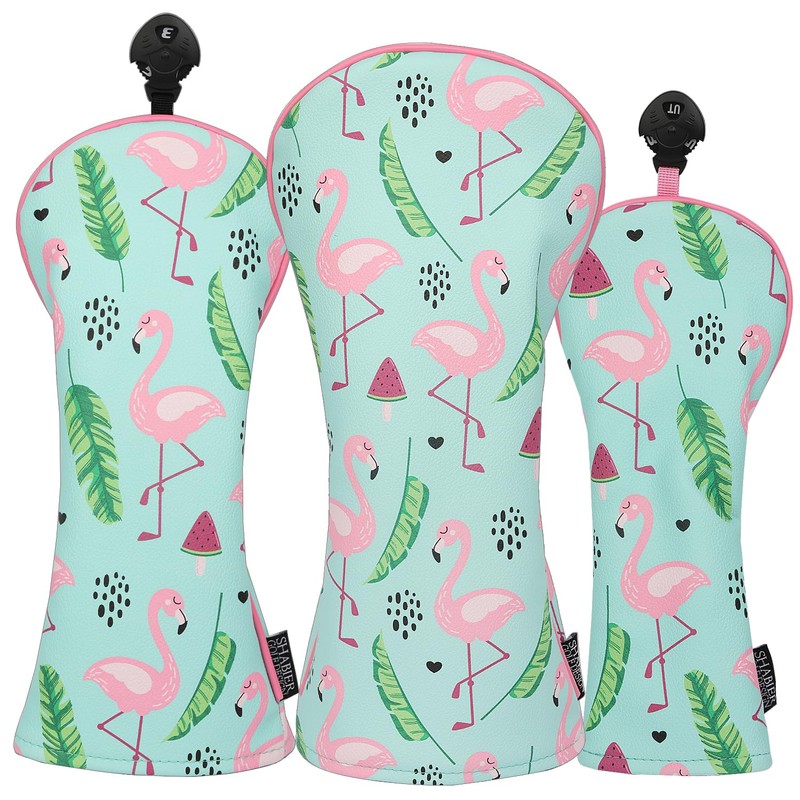 SHABIER Blue&Pink Golf Hybrid Headcover with Flamingos Design for Golf