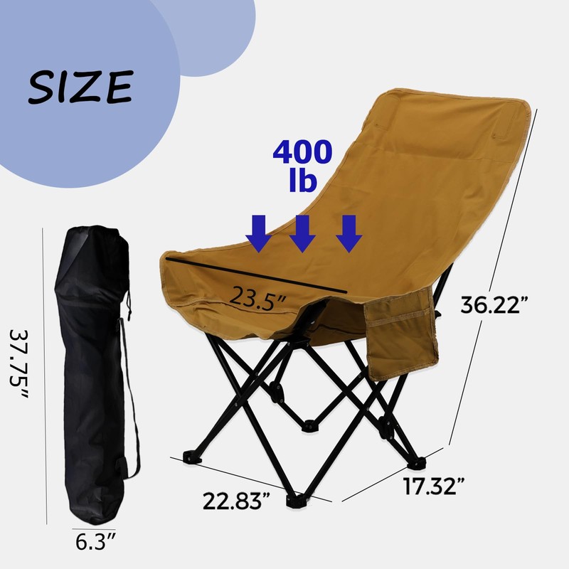 Smartmak Oversize Portable Sauna Chair, High Back Quick Folding Chair,