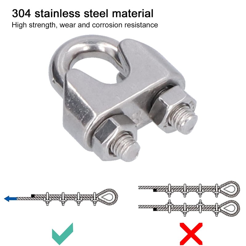 Fafeicy Abrazadera de Cuerda de Alambre de Acero Inoxidable, 20